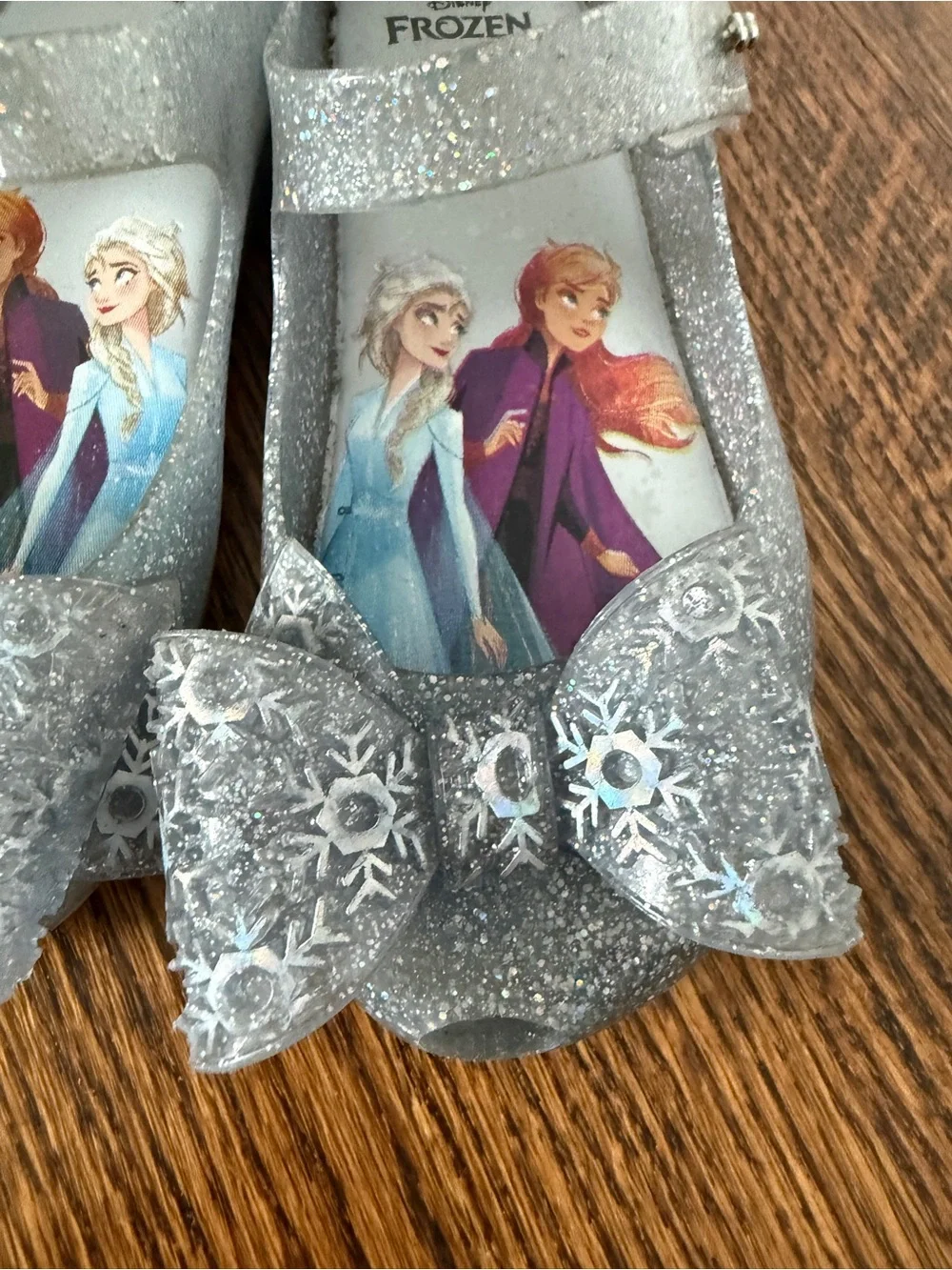 Mini Melissa Ultragirl Glitter Frozen Bow snowflake Mary Janes - Silver/Blue